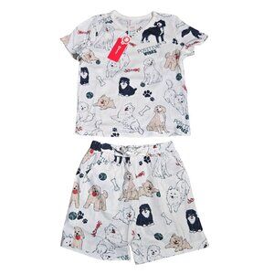 NWT | PatPat 2-Piece Dog Print Pajama Set | Shorts & Tee | Positive Vibes | 3-4Y